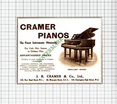 Cramer Pianos J B Cramer & Co Ltd London Advert - 1921 Small Cutting