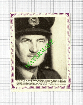 Gen Sir H R Pownall World War Two WW2 -1942 Small Cutting