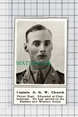 C5334) Captain A G W Church Devon Regiment Charterhouse - Small Clip 1918