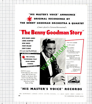 Benny Goodman Orchestra HMV Records Advert - 1956 Cutting