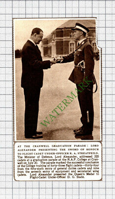 C8075) Cranwell Lord Alexander Flight Cadey R A Streatfeild - 1952 Cutting