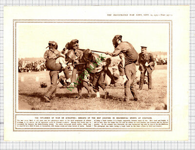6th Middlesex Mop Jousting At Chatham World War One - 1915 Cutting / Print