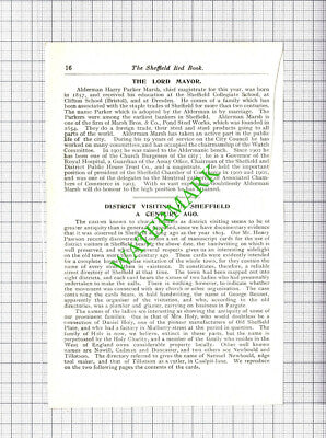 Alderman Harry Parker Marsh Mayor Of Sheffield - 1908 Cutting