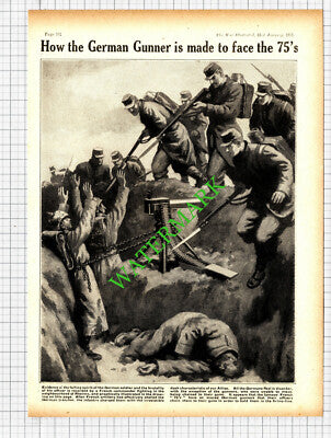 French 75 Gun Rheims World War One WW1 - 1915 Cutting / Print