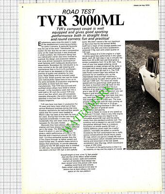 TVR 3000ML Car Review -1974 Article