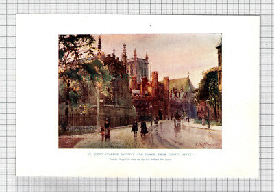 C7675) St John's College Gateway Trinity Street Cambridge - 1916 Print