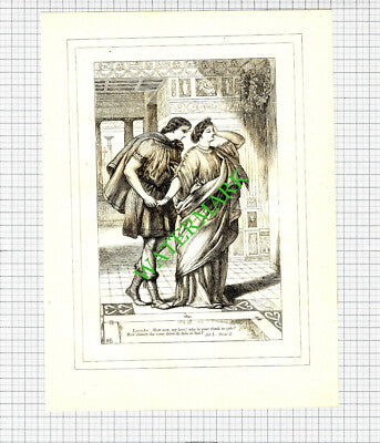 Midsummer Night's Dream Lysander William Shakespeare - c.1880 Print / Cutting