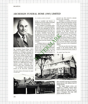 Brampton Canada Lustro Steel Flagg / Archdekin Funeral Home - 1980s Article