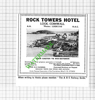 Rock Towers Hotel Looe Cornwall Stokes Small Advert - 1964 Cutting