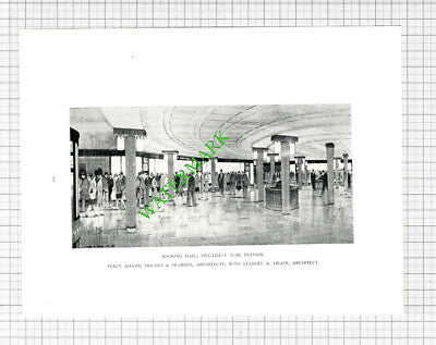 Piccadilly Tube Station Percy Adams Holden Heaps Architect -1929 Cutting / Print