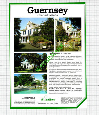 Grange Court St Peter Port Guernsey House Sale Advert -1991 Cutting