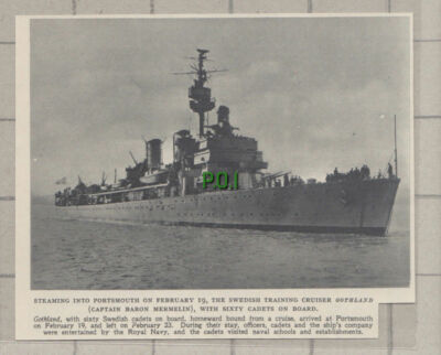 C932) Swedish Training Cruiser GOTHLAND Captain Baron Mermalin - 1951 Cutting