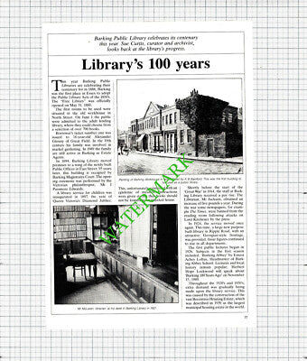 Barking Essex Public Library Mr McLaren - 1989 Article