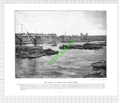 Thames View From London Bridge - c.1900 Book Print