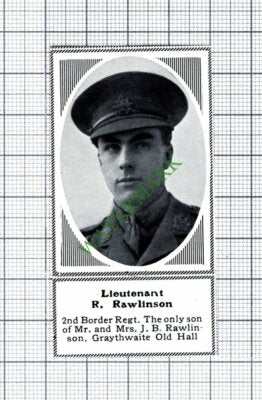 Lt R Rawlinson 2nd Border Regiment Graythwaite Old Hall -1915 SMALL Cutting