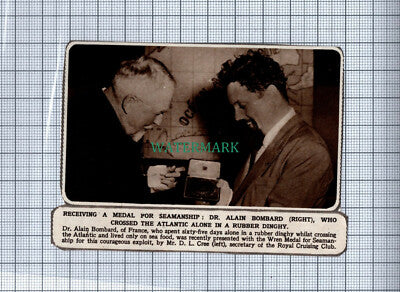 C4350) Dr Alain Bombard D L Cree Royal Cruising Club Wren Medal - 1954 Clip
