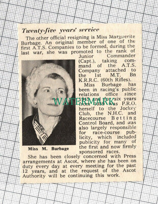 C1567) Miss Marguerite Burbage ATS Jockey Club Horse Racing Ascot - 1968 Clip