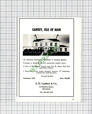 Gansey Isle Of Man House Sale Advert - 1972 Cutting
