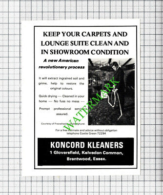 Koncord Kleaners Kelvedon Common Brentwood Essex Advert - 1979 Small Cutting