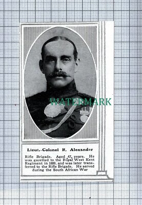 C4747) Lieut Col R Alexander Rifle Brigade Royal West Kent World War 1 1915 Clip