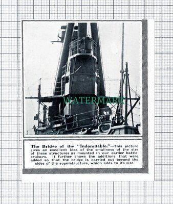 C5928) The INDOMITABLE Ship Bridge - 1913 SMALL Cutting