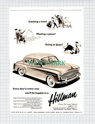 X845) Hillman Minx Saloon Car Black & White Advert - 1955 Clip