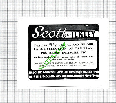 Scott Of Ilkley Yorkshire Photographic Small Advert - 1962 Cutting