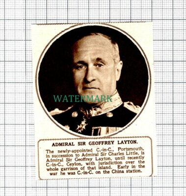 C5711) Admiral Sir Geoffrey Layton -1945 Cutting SMALL