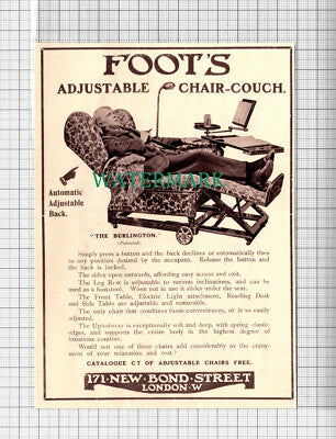 C3379) Paper Cutting Advert - Foot's Adjustable Chair Couch Burlington - c.1920