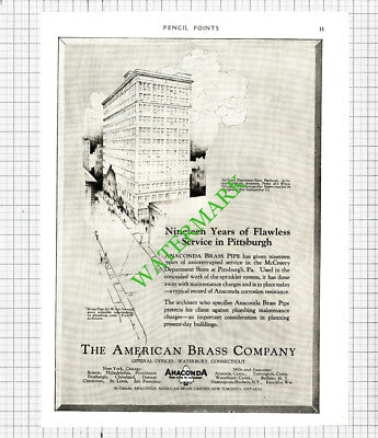 American Brass Company McCreery Store Pittsburgh Advert - 1925 Cutting