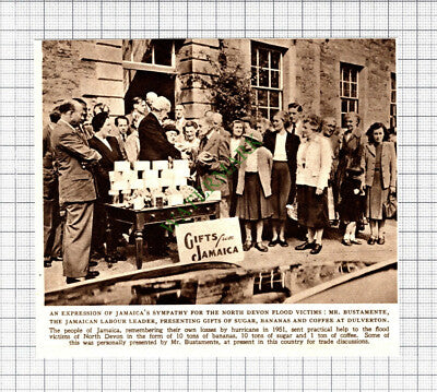 C8136) Dulverton Somerset Floods Jamaica Mr Bustamente -1952 Cutting