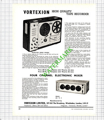 Vortexion Limited London Advert - 1956 Cutting