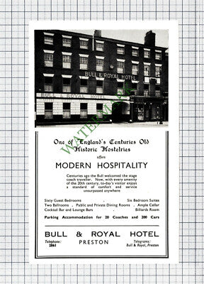 C7812) Bull & Royal Hotel Preston Advert - 1952 Cutting