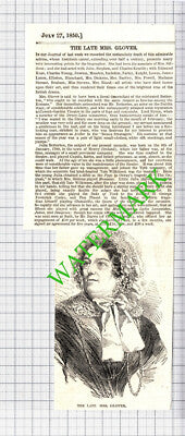 Mrs Glover Irish Actress Julia Betterton - 1850 Cutting