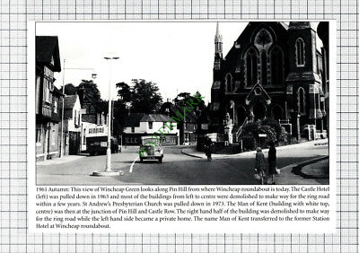 C1186) Wincheap Green Canterbury Kent Castle Hotel St Andrew's Church - Cutting