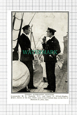 C5499) E11 Comm M E Nasmith G D'Oyly-Hughes World War One - c.1918 Cutting
