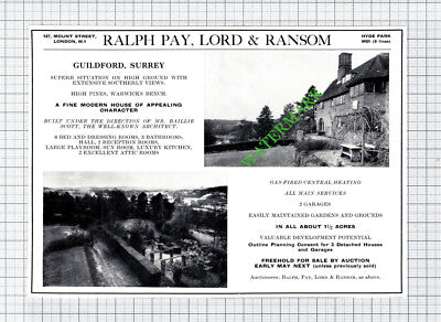 High Pines Warwicks Bench Guildford Sale Advert - 1966 Cutting