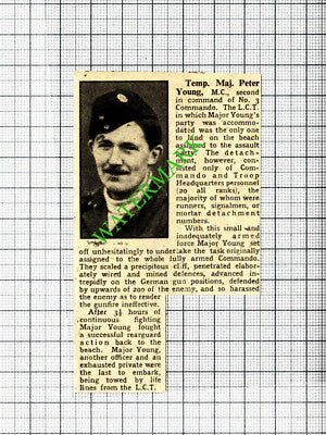 Temp Maj Peter Young No 3 Commando - 1940 SMALL Cutting