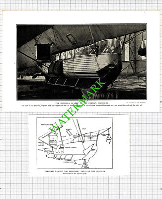 German Dirigible Zeppelin Gondola WW1 World War One - 2-Part Cutting 1916