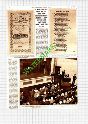 Bay Psalm Book Auction Parke-Bernet Galleries Rosenbach - 1947 Cutting / Print