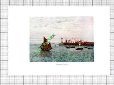 Margate Harbour Kent - c.1916 Small Antique Print