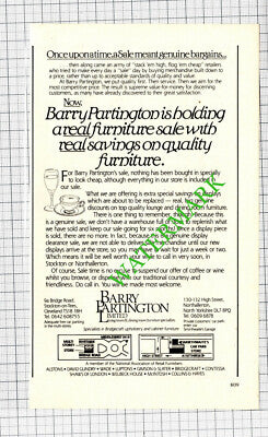 Barry Partington Ltd Furniture Advert - 1985 Cutting
