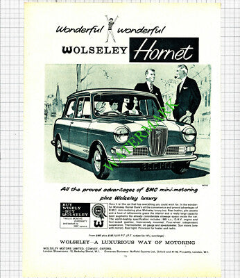 Wolseley Hornet Car Advert - 1962 Cutting