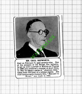 Mr Cecil Hepworth Obituary - 1953 Small Cutting