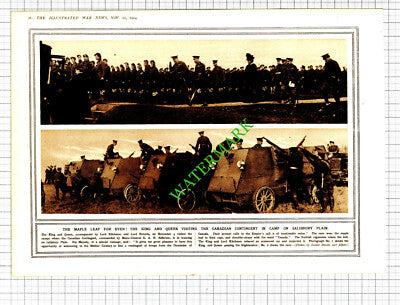 Canadian Troops Salisbury Plain Alderson World War One - 1914 Cutting / Print