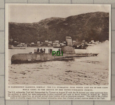 C723) US Submarine TUSK Hammerfest Harbour Norway -1949