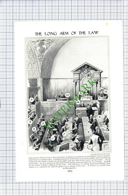 English Court Of Justice Judge Law Trial - c.1920s Cutting / Print