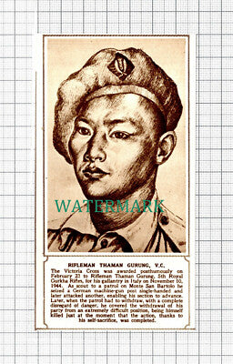 C5547) Rifleman Thaman Gurung VC 5th Royal Gurkha Rifles - 1945 Cutting
