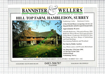 Hill Top Farm Hambledon Surrey House Sale Advert - 1991 Cutting