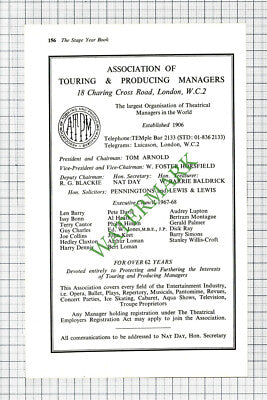 Association Of Touring & Producing Managers Tom Arnold Nat Day - 1968 Cutting